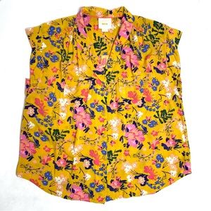 Anthropologie Yellow Floral Blouse